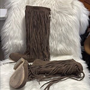 Joyfolie Brown Fringe Kids Boots